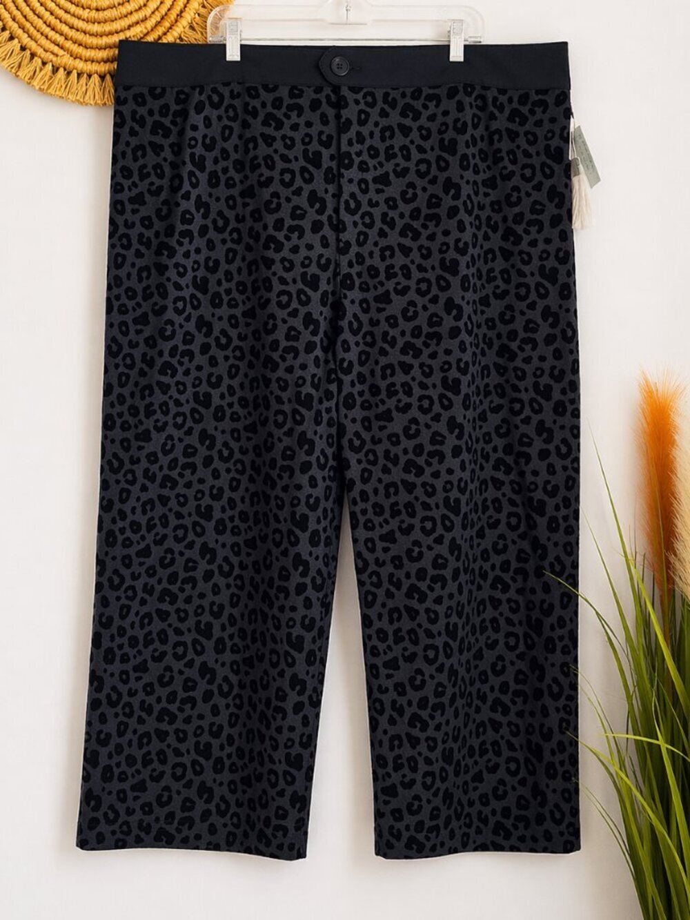 Anthropologie NEW Maeve Eve Ponte Wide Leg Animal Print Cropped Pants SZ 26 26W - Picture 9 of 9
